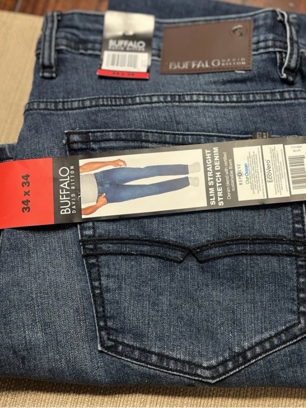 Buffalo David Bitton Men's Slim Straight Stretch Denim Jeans - Dark Blue